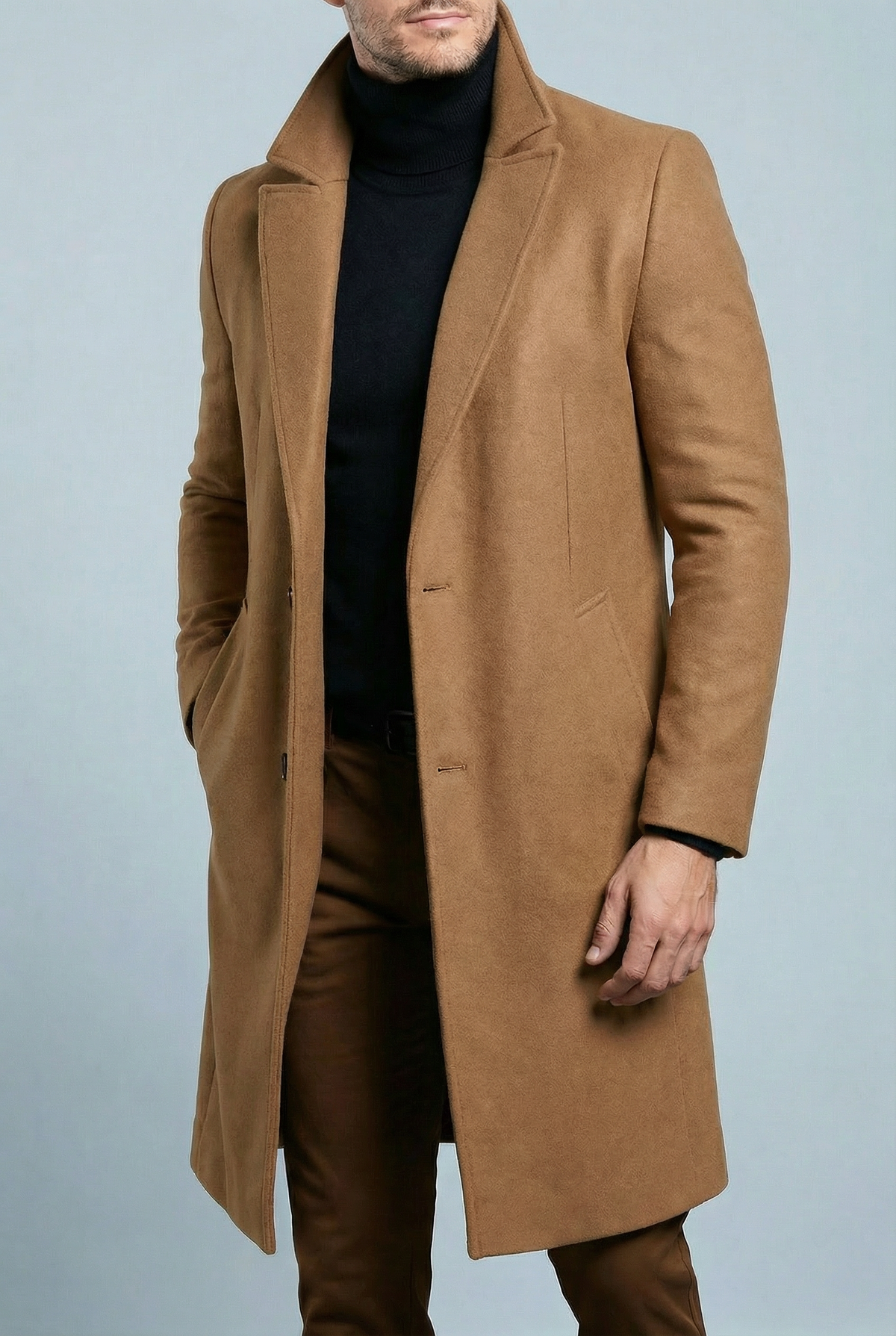 Edmund | Long Formal Wool Winter Coat Brown Overcoat — Brown