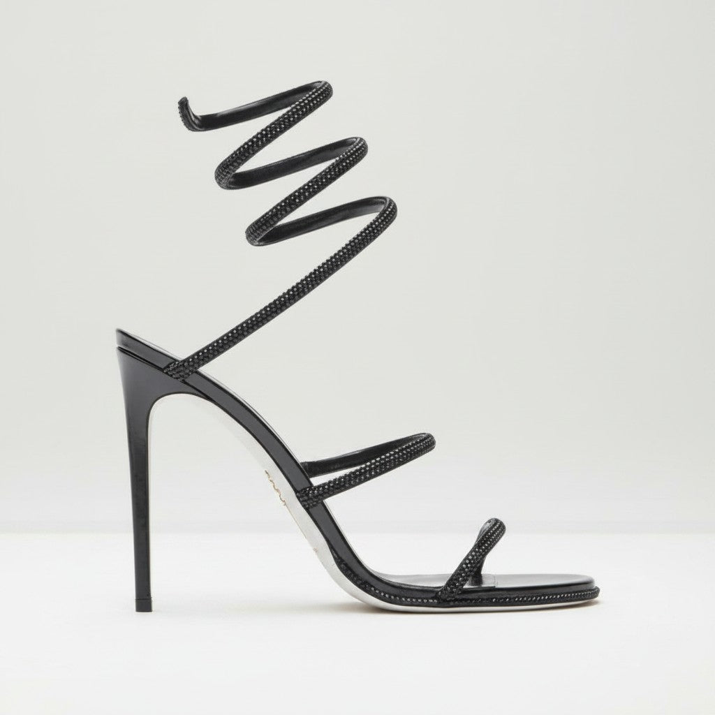 Seraphina | Gold Block Heels For Wedding With Diamante Wrap Detail
