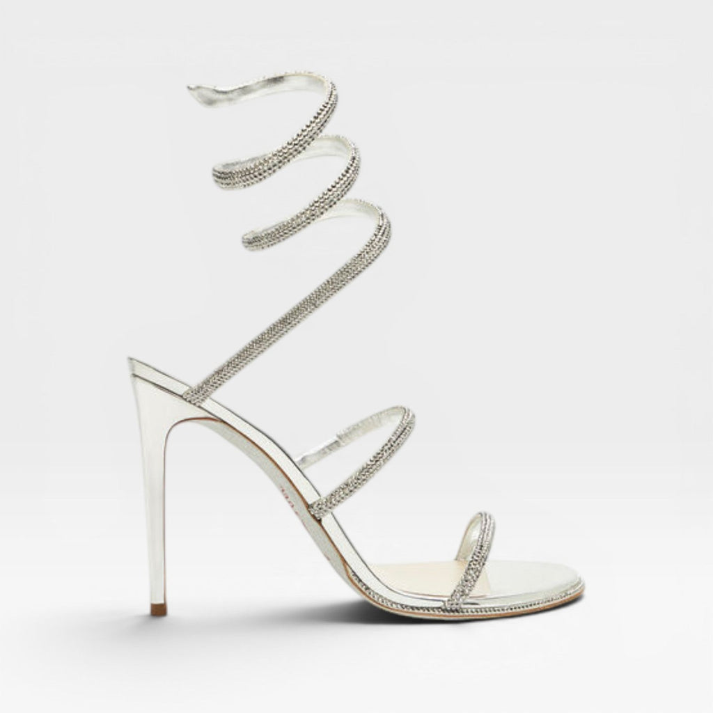 Seraphina | Gold Block Heels For Wedding With Diamante Wrap Detail