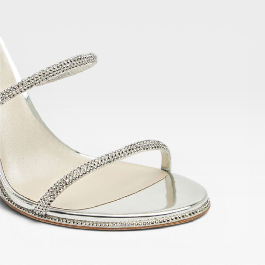 Seraphina | Gold Block Heels For Wedding With Diamante Wrap Detail