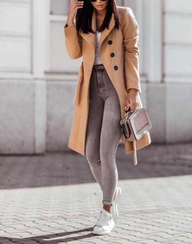 Dominique | Long Black Belted Longline Winter Coat For Women