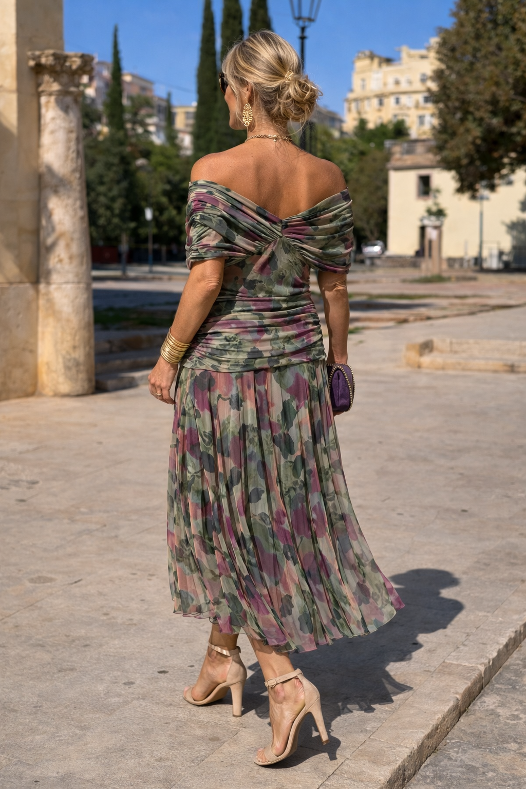 Verena | Chiffon Maxi Dress V-Neck Ruched Waist Evening Wedding