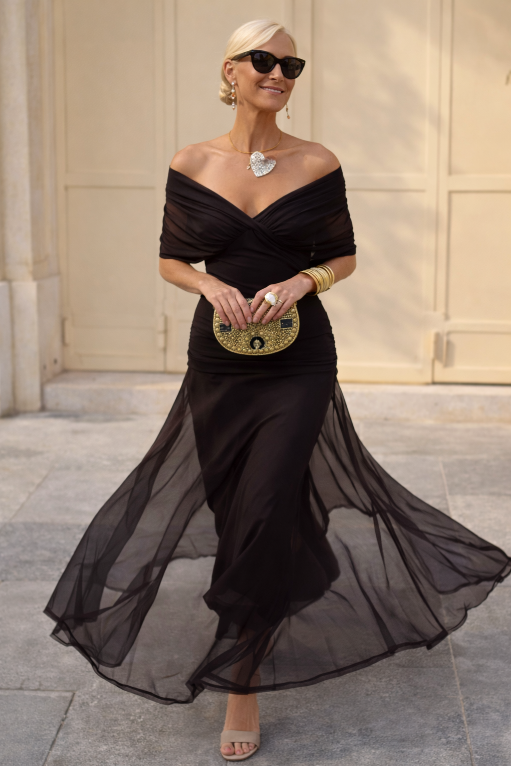 Verena | Chiffon Maxi Dress V-Neck Ruched Waist Evening Wedding