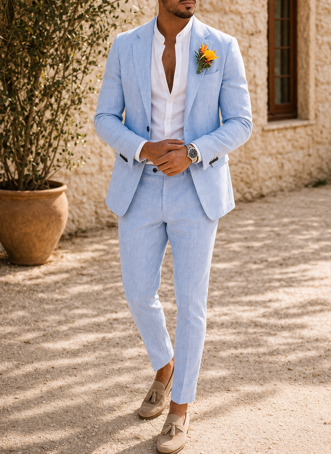 Warrick | Men Slim Fit Linen 2-Piece Wedding Guest Suit