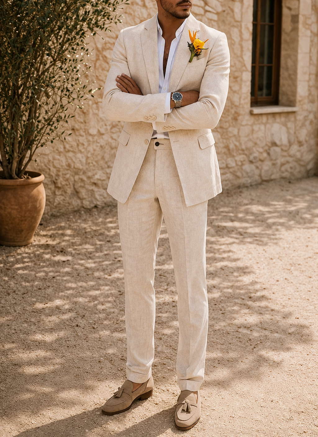 Warrick | Men Slim Fit Linen 2-Piece Wedding Guest Suit