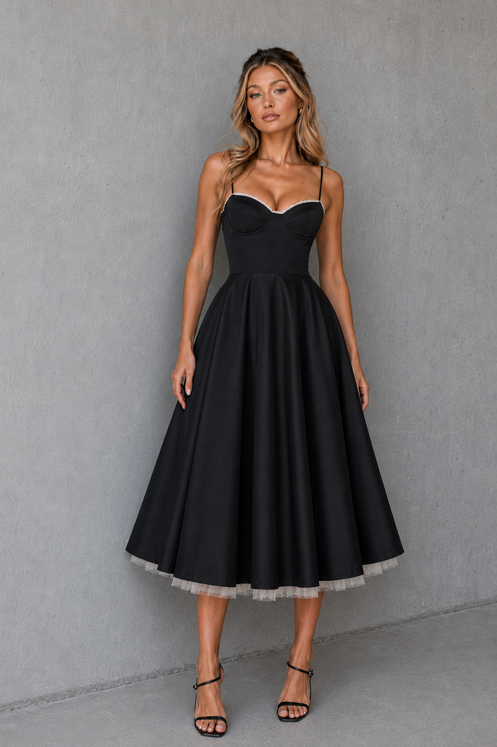 Ophelia | Plus Size Corset Midi Occasion Dresses With Full Skirt
