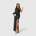 Isadora | Long Sleeve Satin Maxi Dress Wedding Guest Evening