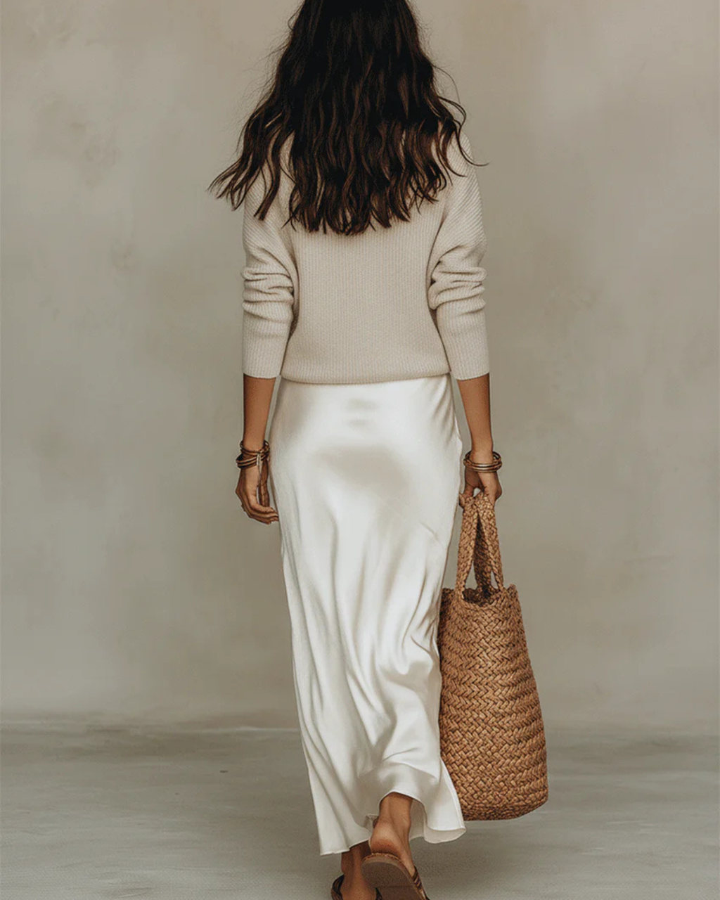 Lucienne | Satin Midi Dress With Coordinating Knit Sweater