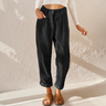 Clemence | High Waisted Black Pleated Corduroy Trousers