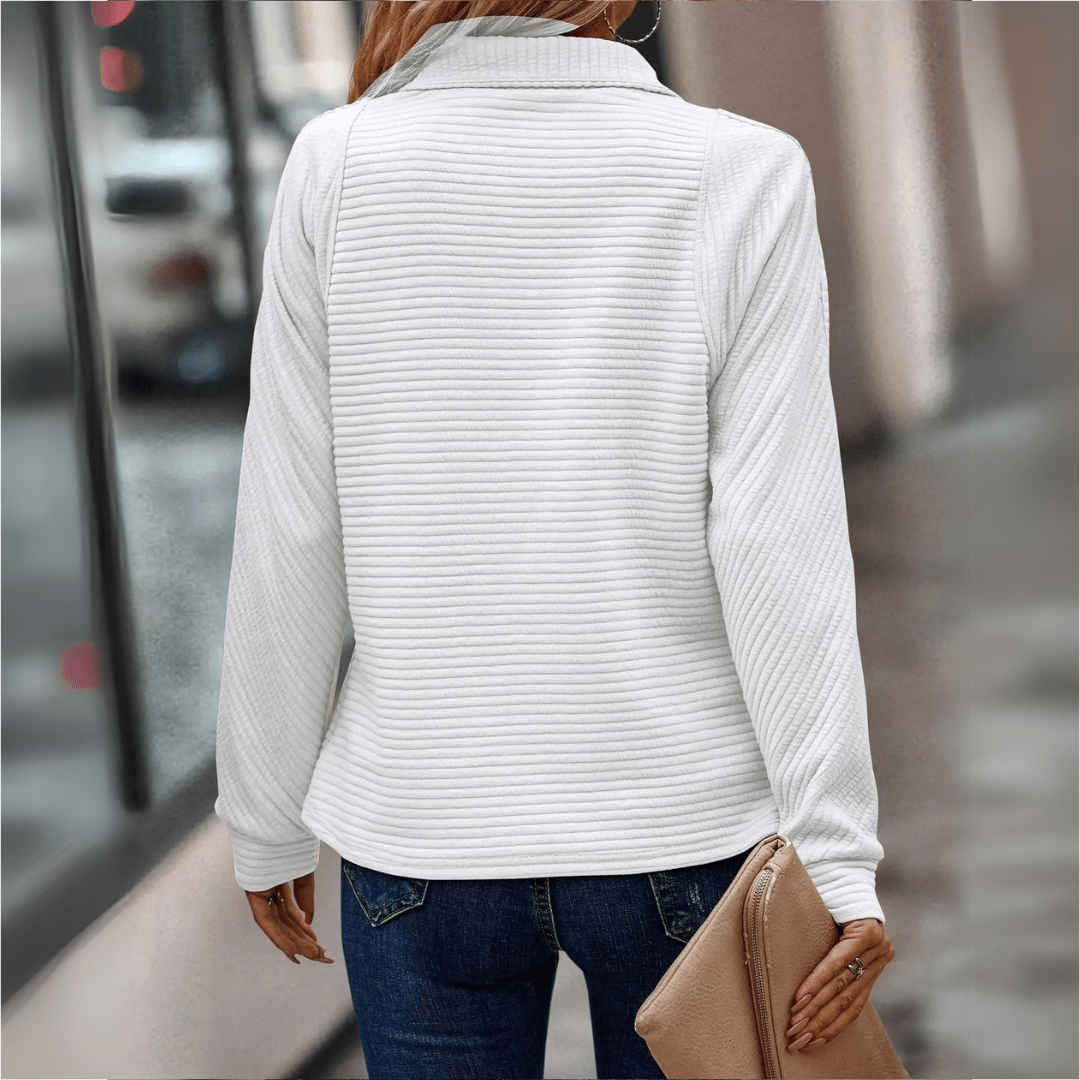 Seraphina | Women Mesh Panel Half-Zip Sweater Autumn Layering