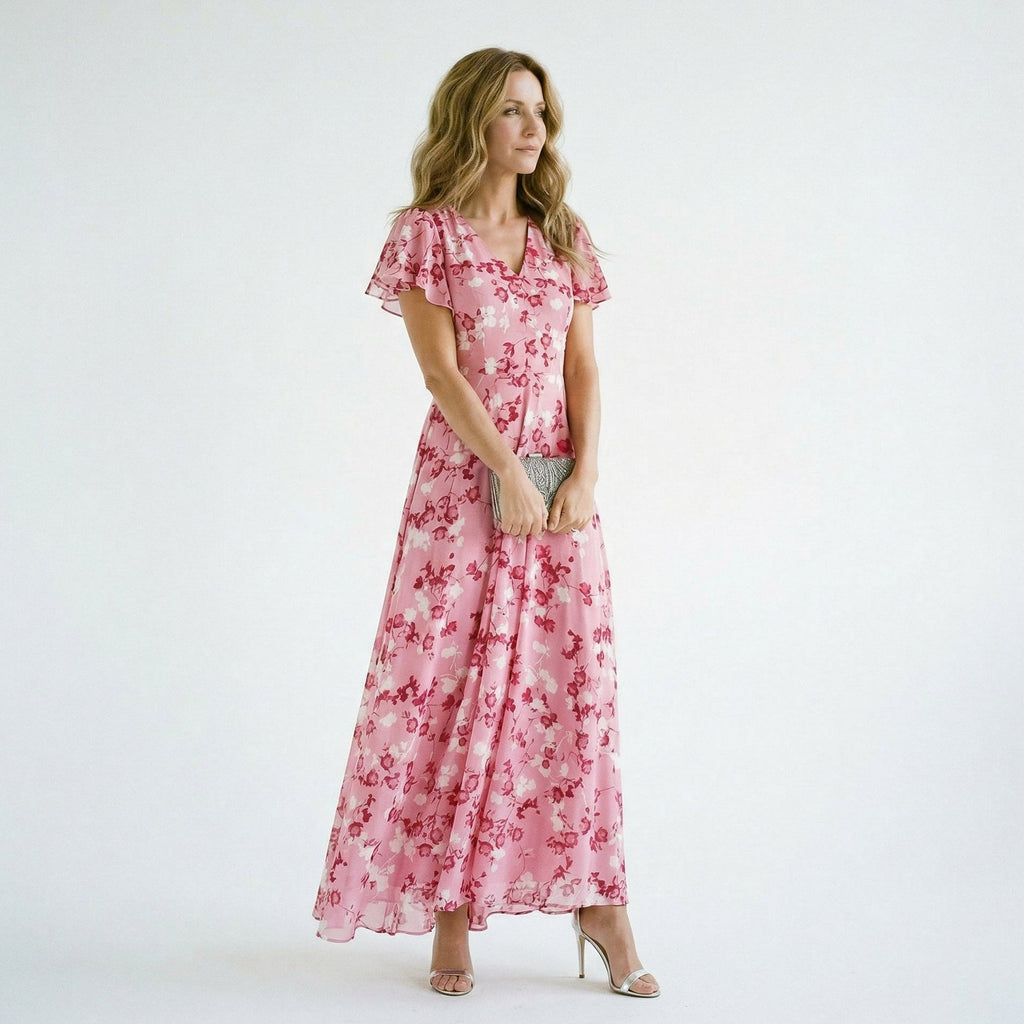 Coralie | Floral V-Neck Maxi Wedding Guest Dresses