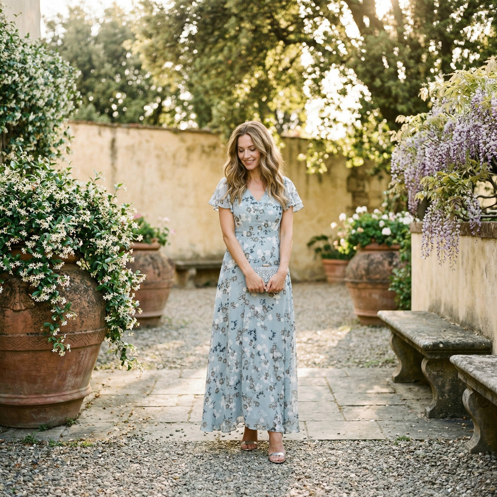 Coralie | Floral V-Neck Maxi Wedding Guest Dresses