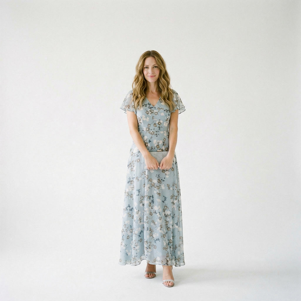 Coralie | Floral V-Neck Maxi Wedding Guest Dresses