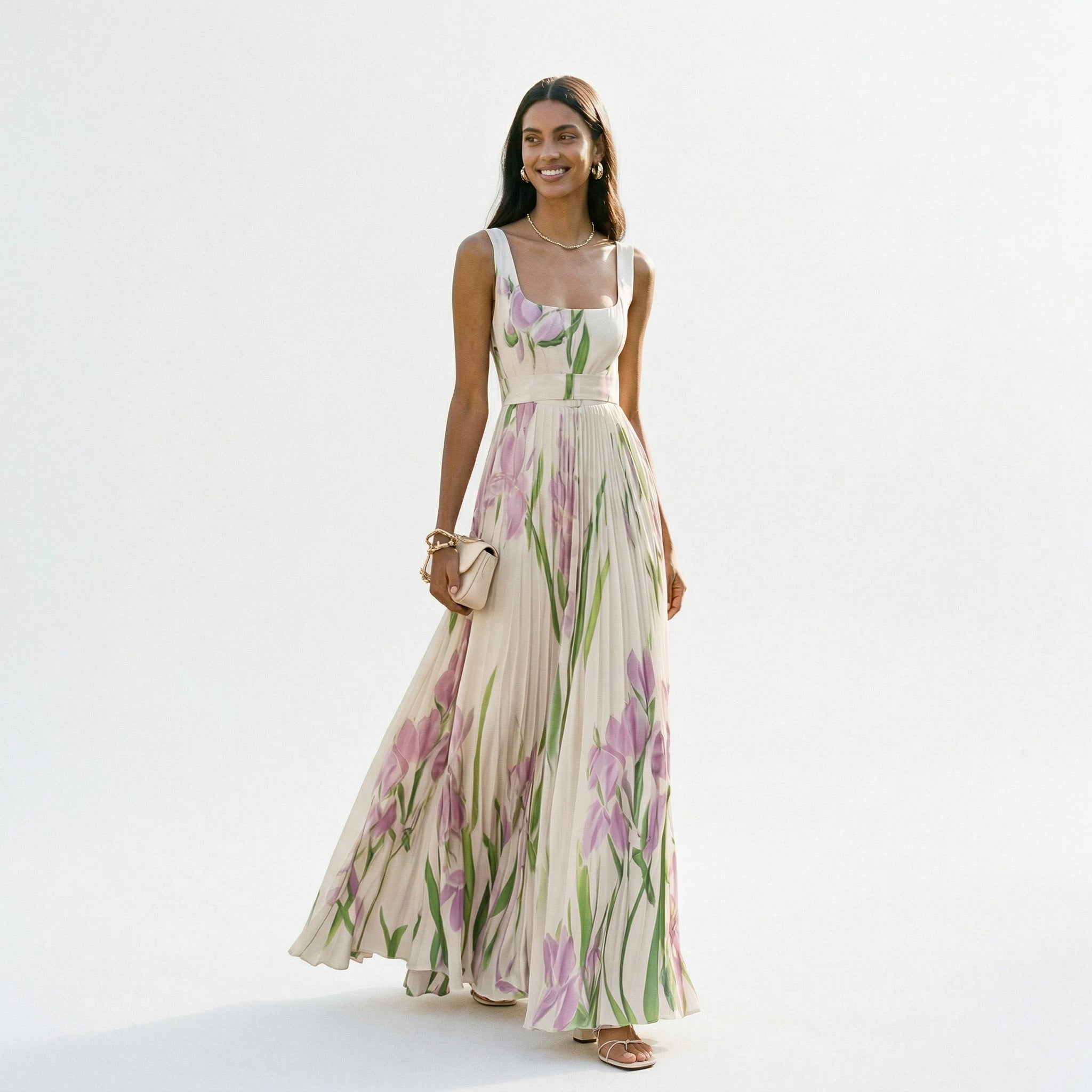 Cosima | Long Sleeve Wedding Guest Dresses in Floral Chiffon