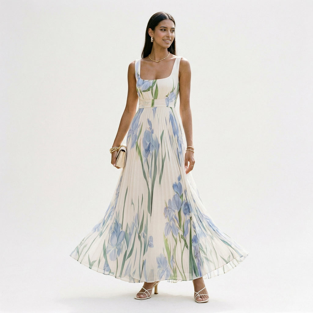 Cosima | Long Sleeve Wedding Guest Dresses in Floral Chiffon