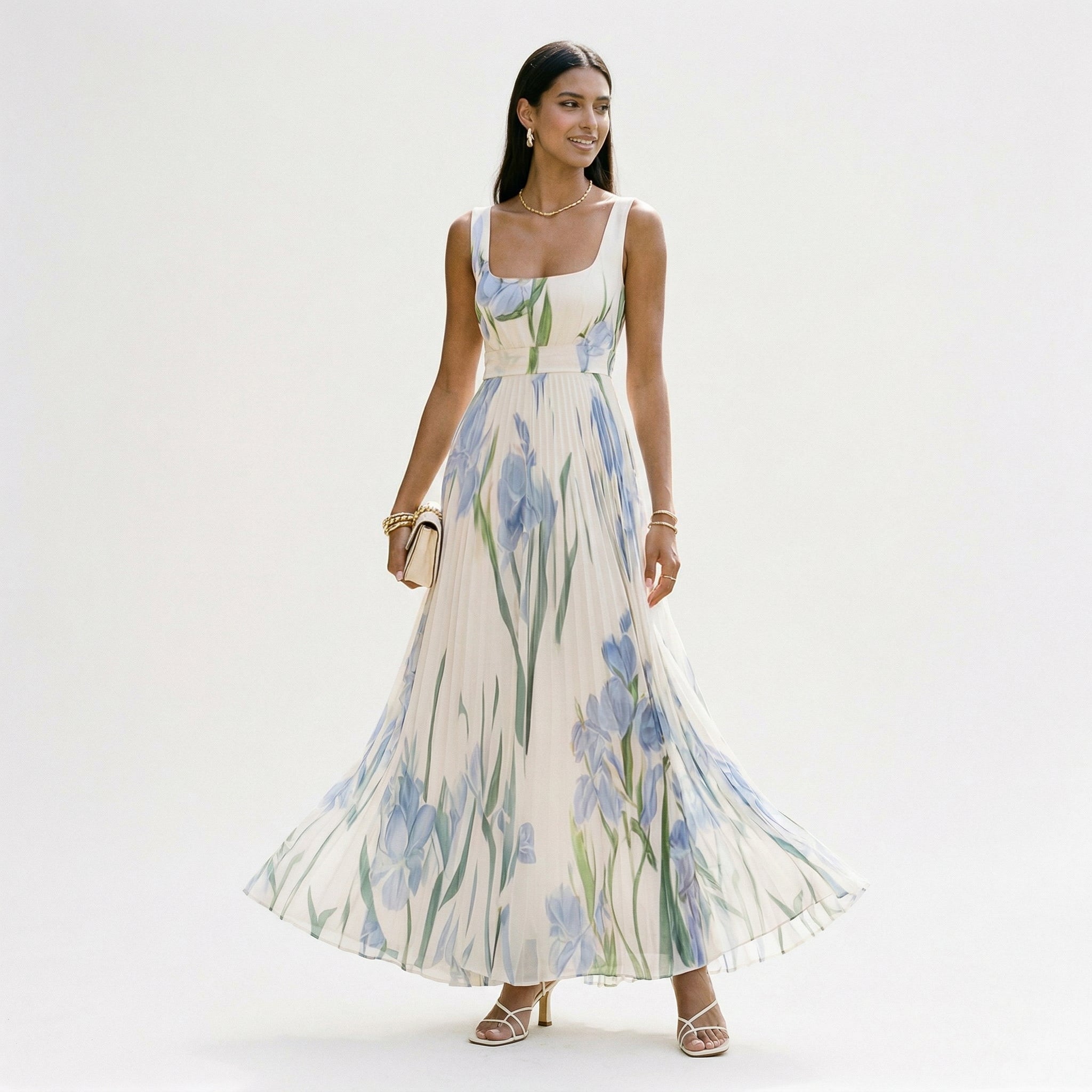 Cosima | Long Sleeve Wedding Guest Dresses in Floral Chiffon