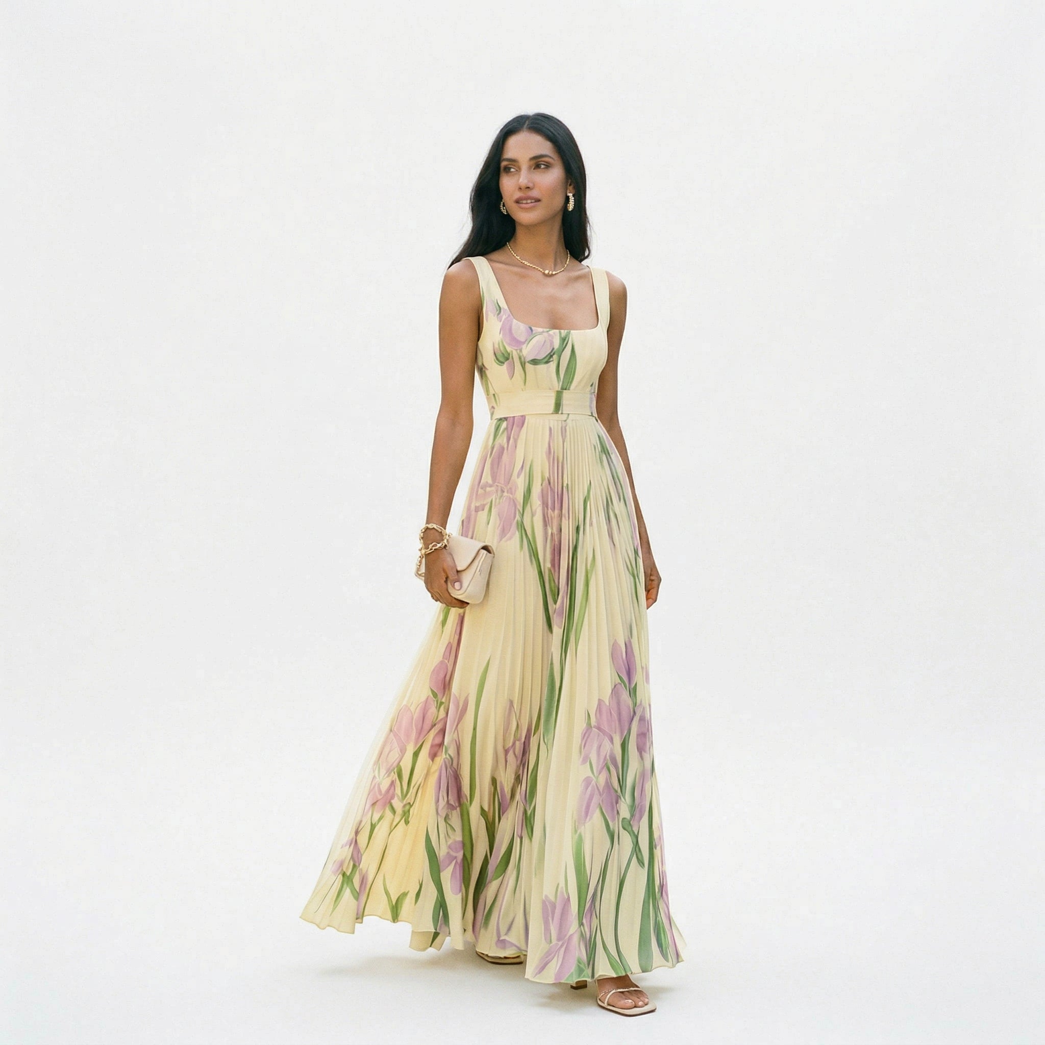 Cosima | Long Sleeve Wedding Guest Dresses in Floral Chiffon