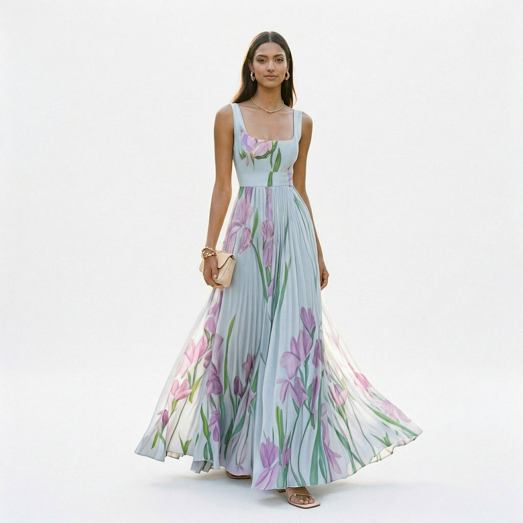 Cosima | Long Sleeve Wedding Guest Dresses in Floral Chiffon