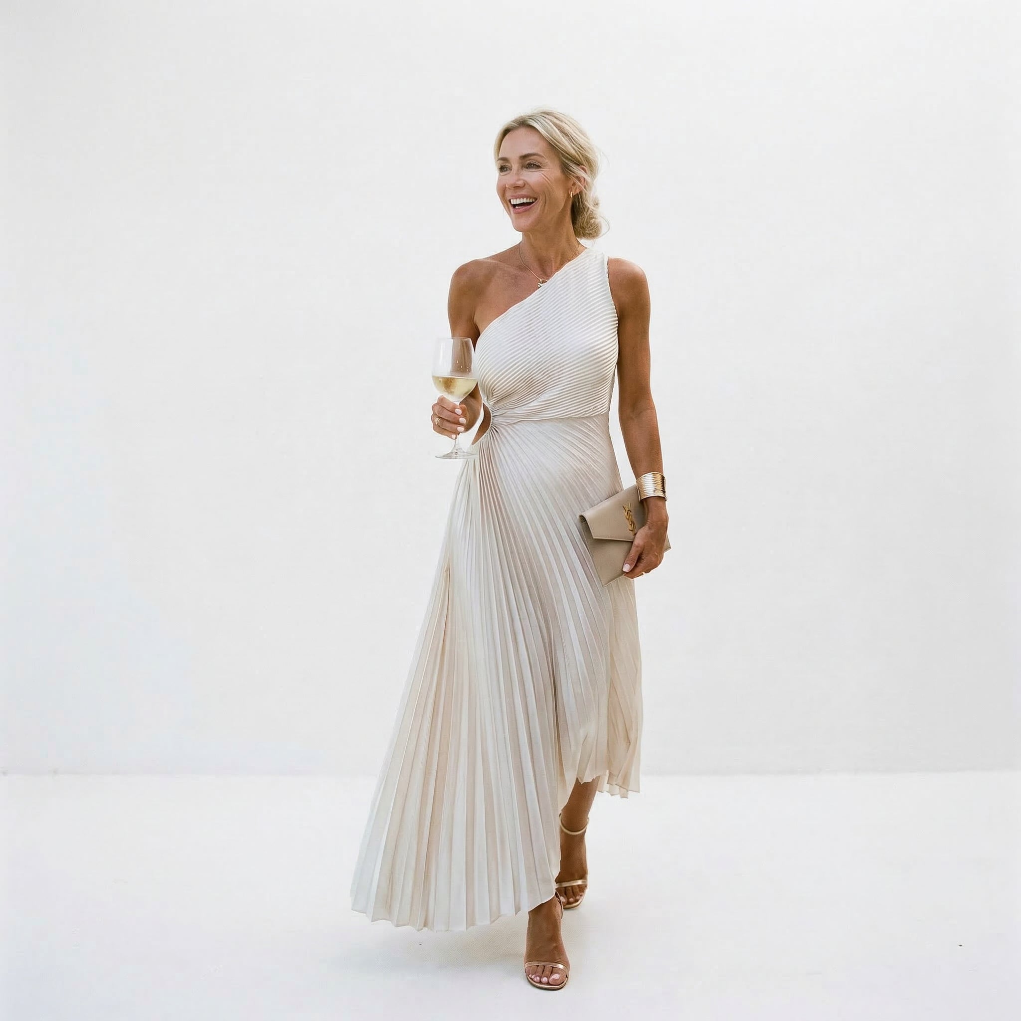 Sabine | Summer Wedding Guest Dress One Shoulder Pleated Maxi