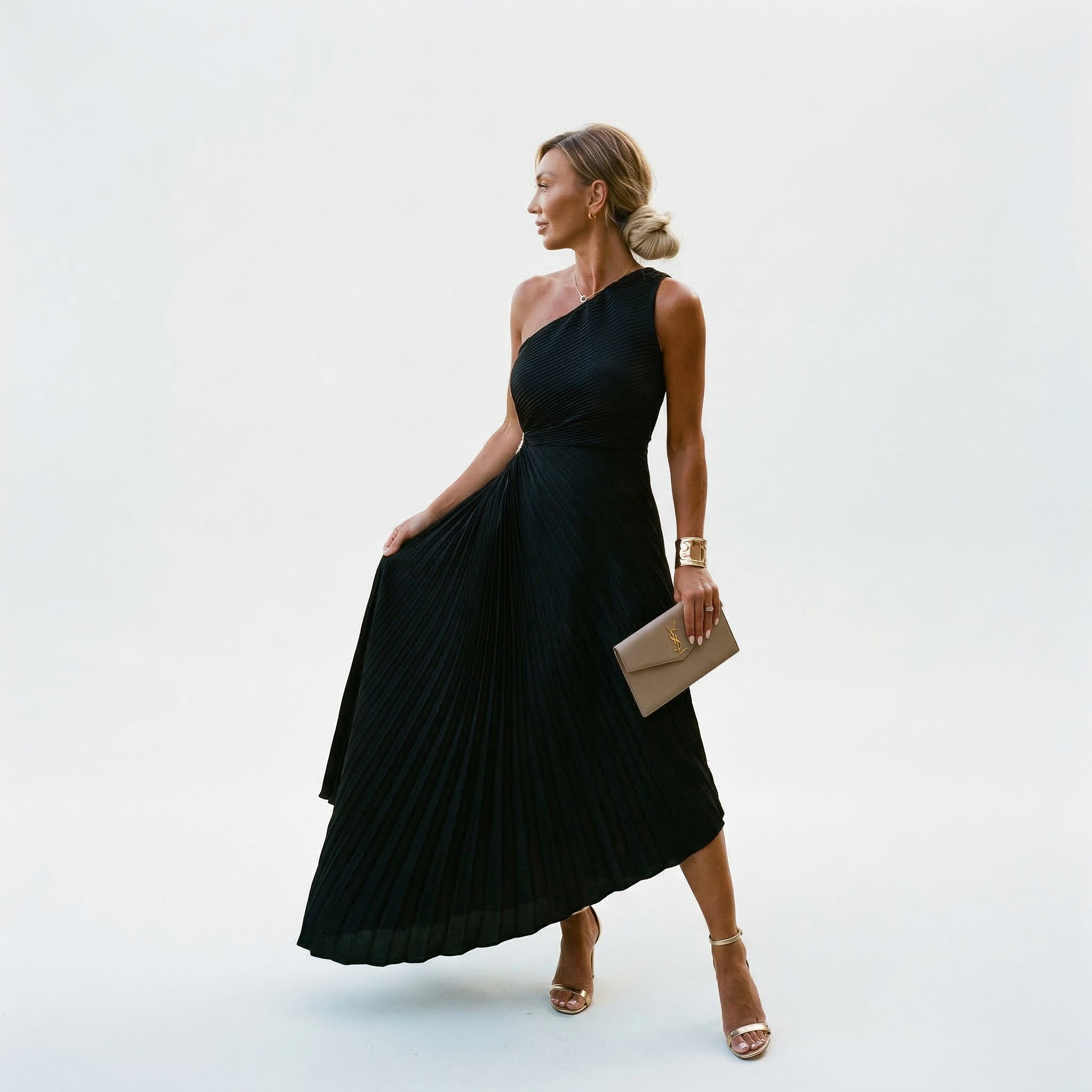 Sabine | Summer Wedding Guest Dress One Shoulder Pleated Maxi