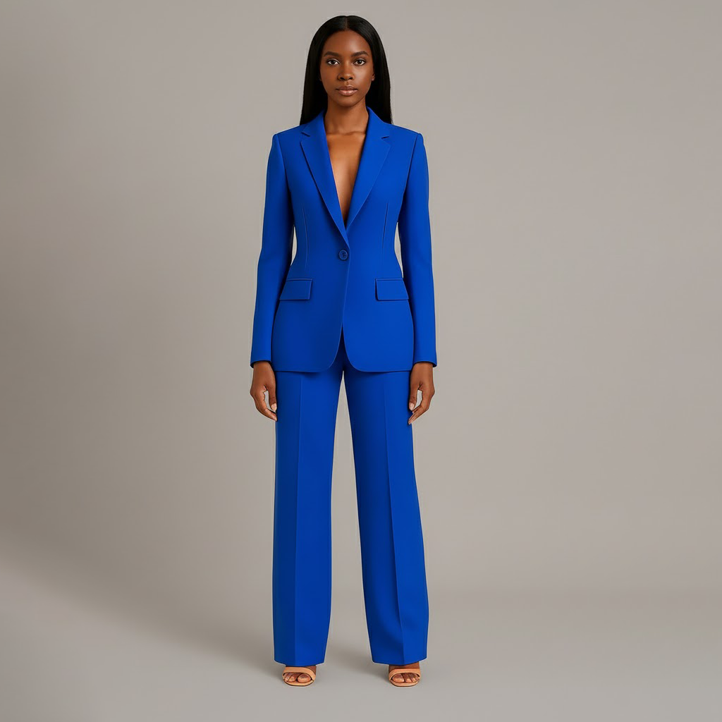 Rosalind | Christmas Formal Suits Outfits Long Blazer Set — Blue