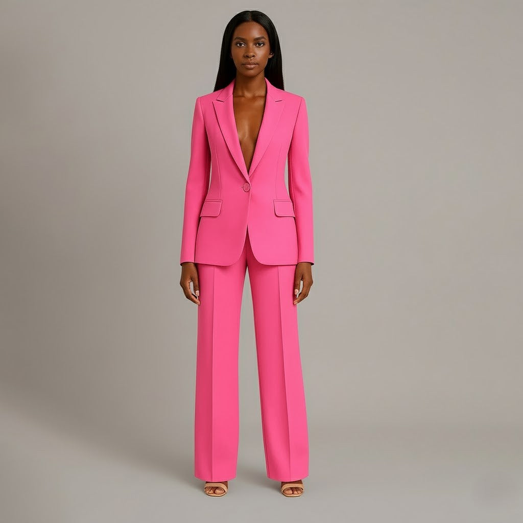 Rosalind | Christmas Formal Suits Outfits Long Blazer Set — Pink