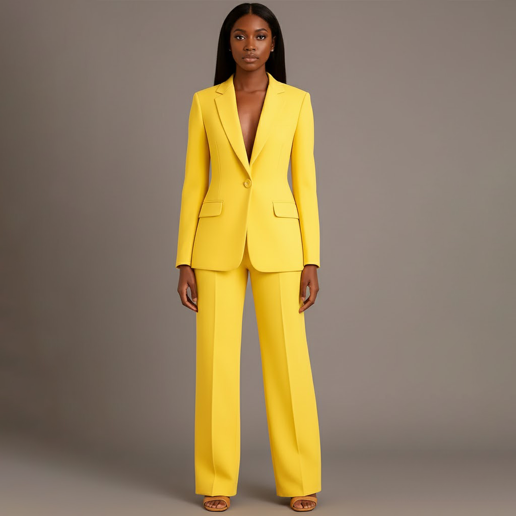 Rosalind | Christmas Formal Suits Outfits Long Blazer Set — Yellow