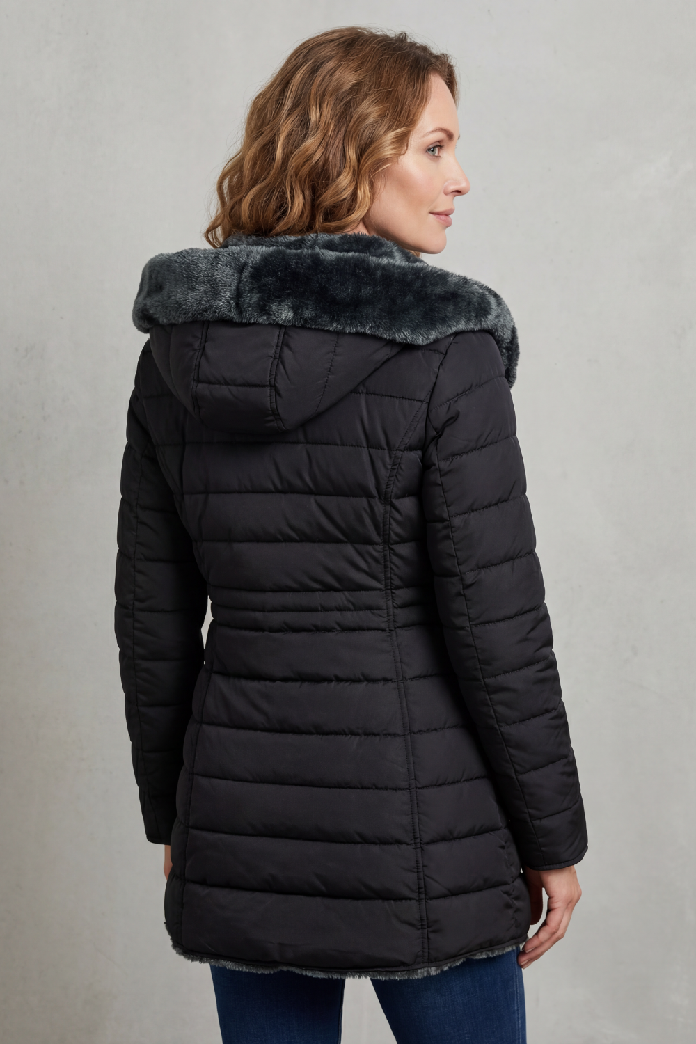 Isolde | Pink Black Faux Fur Hood Winter Parka Coats