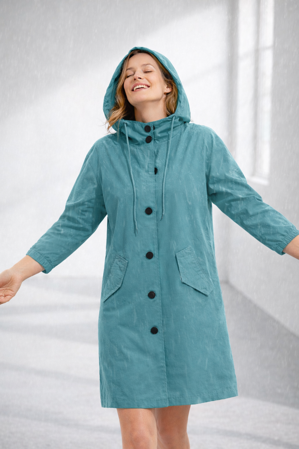 Mathilde | Longline Black Wool Hooded Winter Puffer Coat Fur