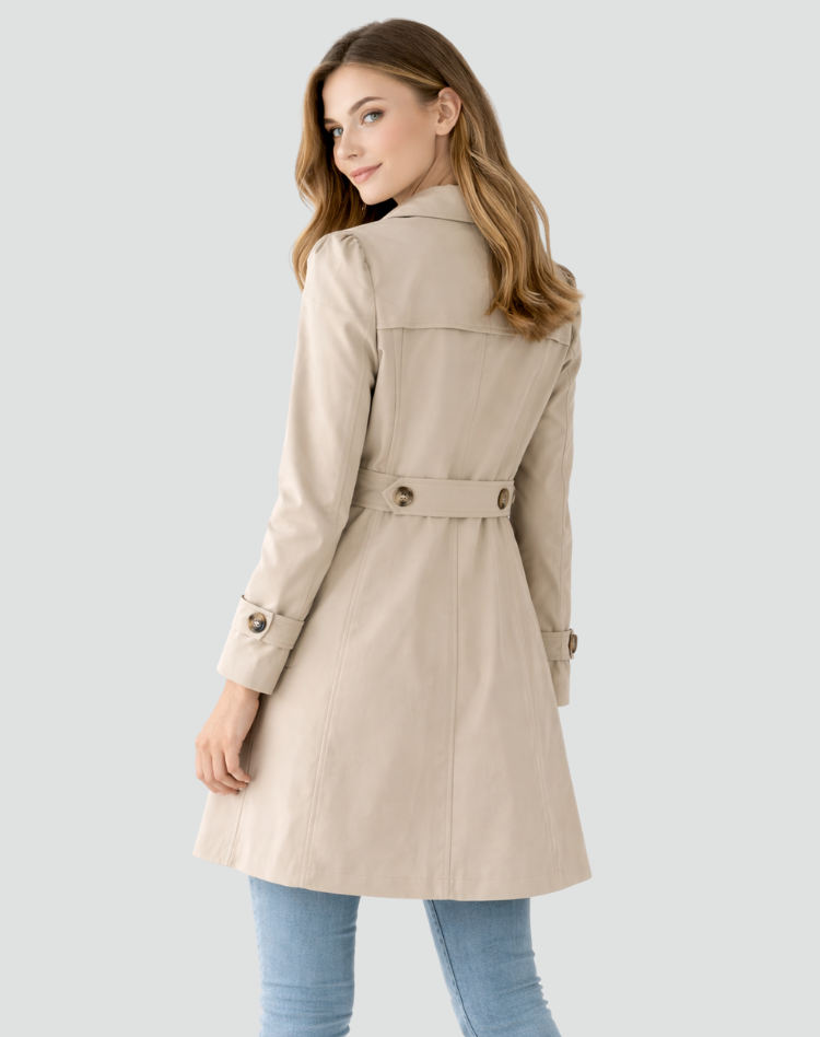 Ghislaine | Single Breasted Classic Brown Fur Trench Coat