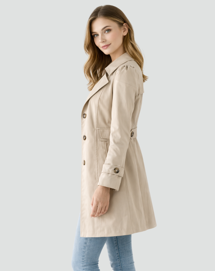 Ghislaine | Single Breasted Classic Brown Fur Trench Coat