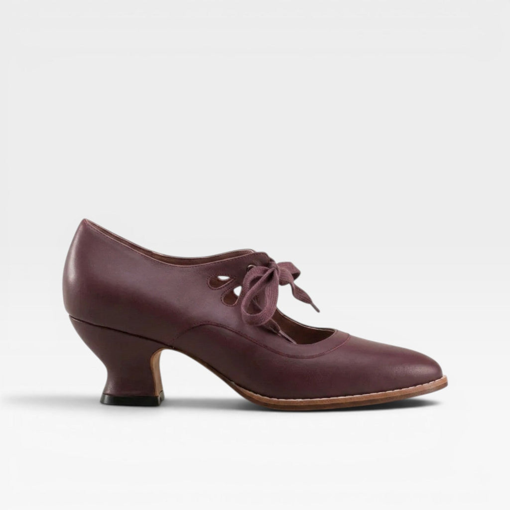 Tatiana | Silver Low Heel Lace-Up Pumps Vintage Leather Heels