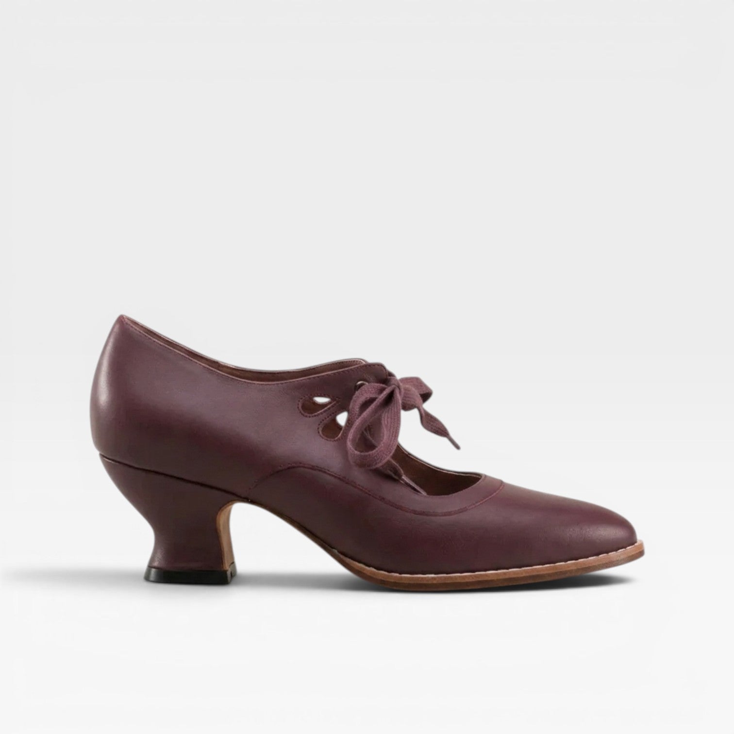 Tatiana | Silver Low Heel Lace-Up Pumps Vintage Leather Heels