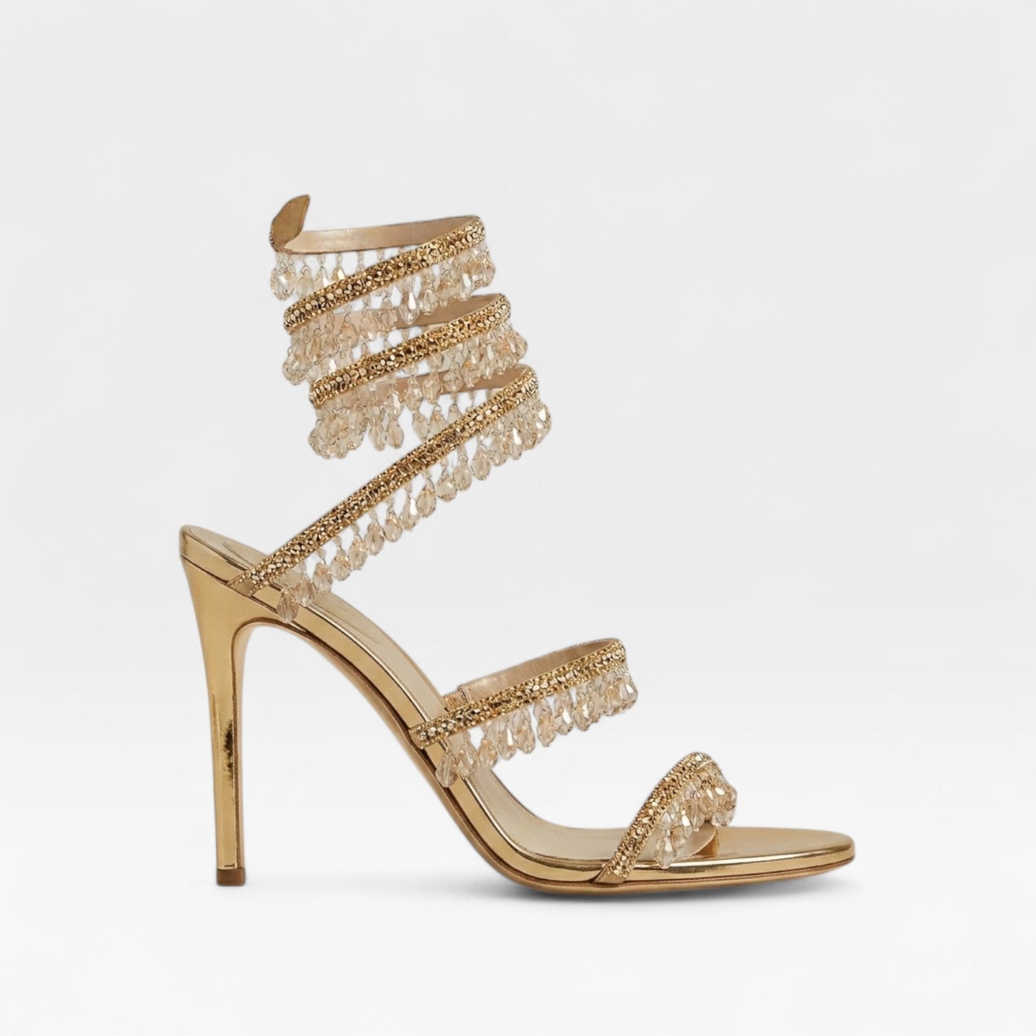 Ingrid | Crystal Strappy Evening Heels Sandals Black Gold Blue