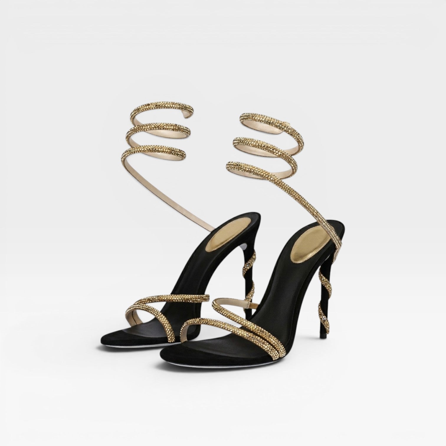 Seraphina | Gold Block Heels For Wedding With Diamante Wrap Detail