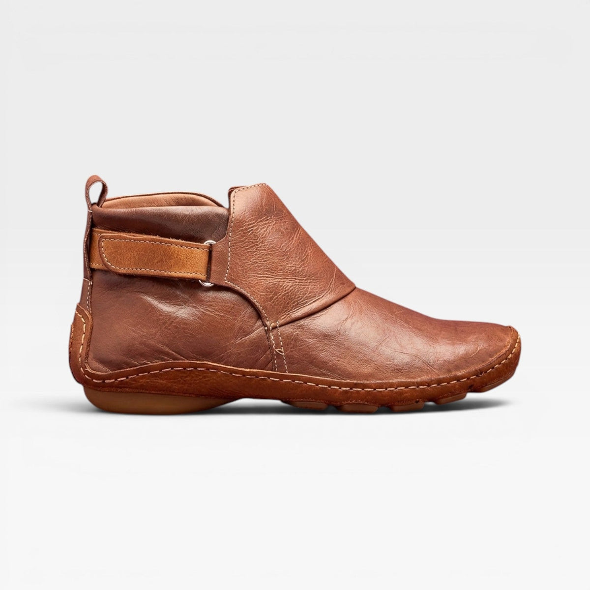 Yolanda | Low Heel Leather Ankle Boots Brown Black Everyday