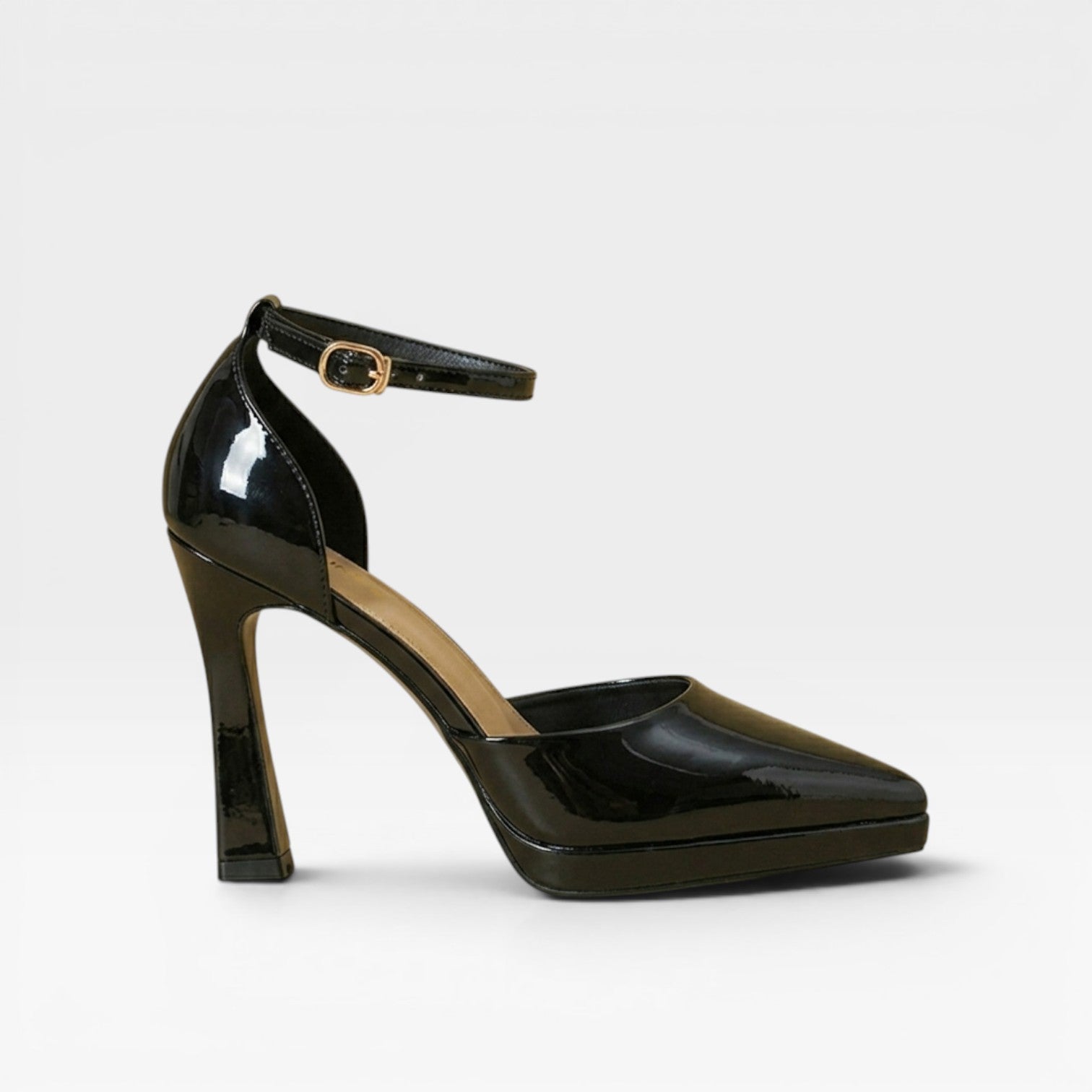 Camille | Patent Leather Pointed Toe Ankle Strap Pumps