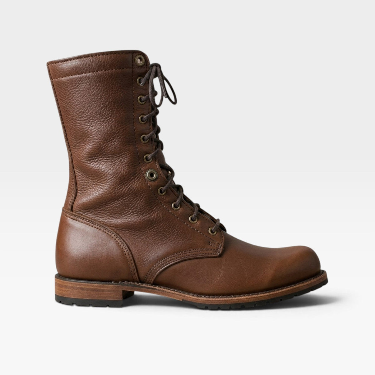 Rosalind | Black Brown Leather Lace Up Chelsea Combat Boots
