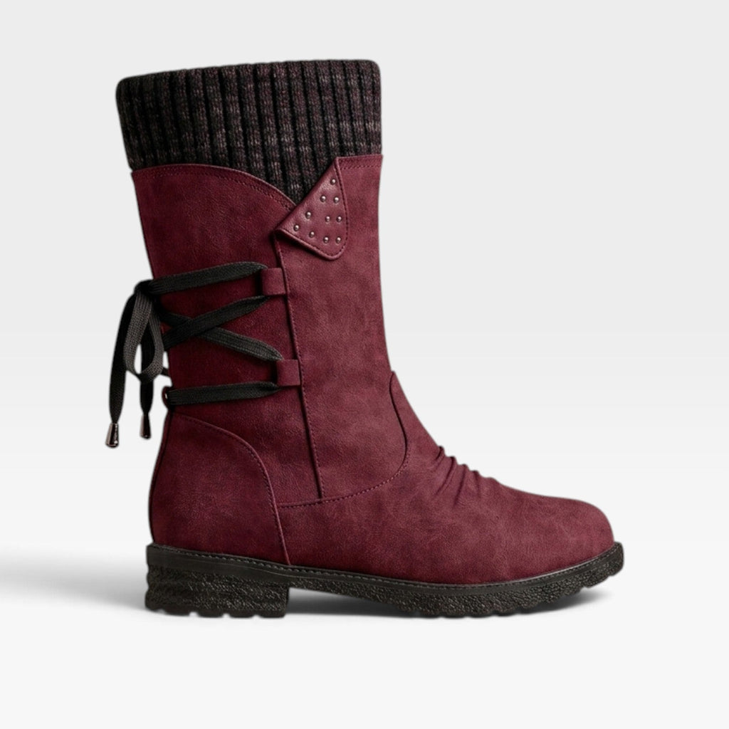 Dominique | Warm Fur Lined Winter Boots — Burgundy