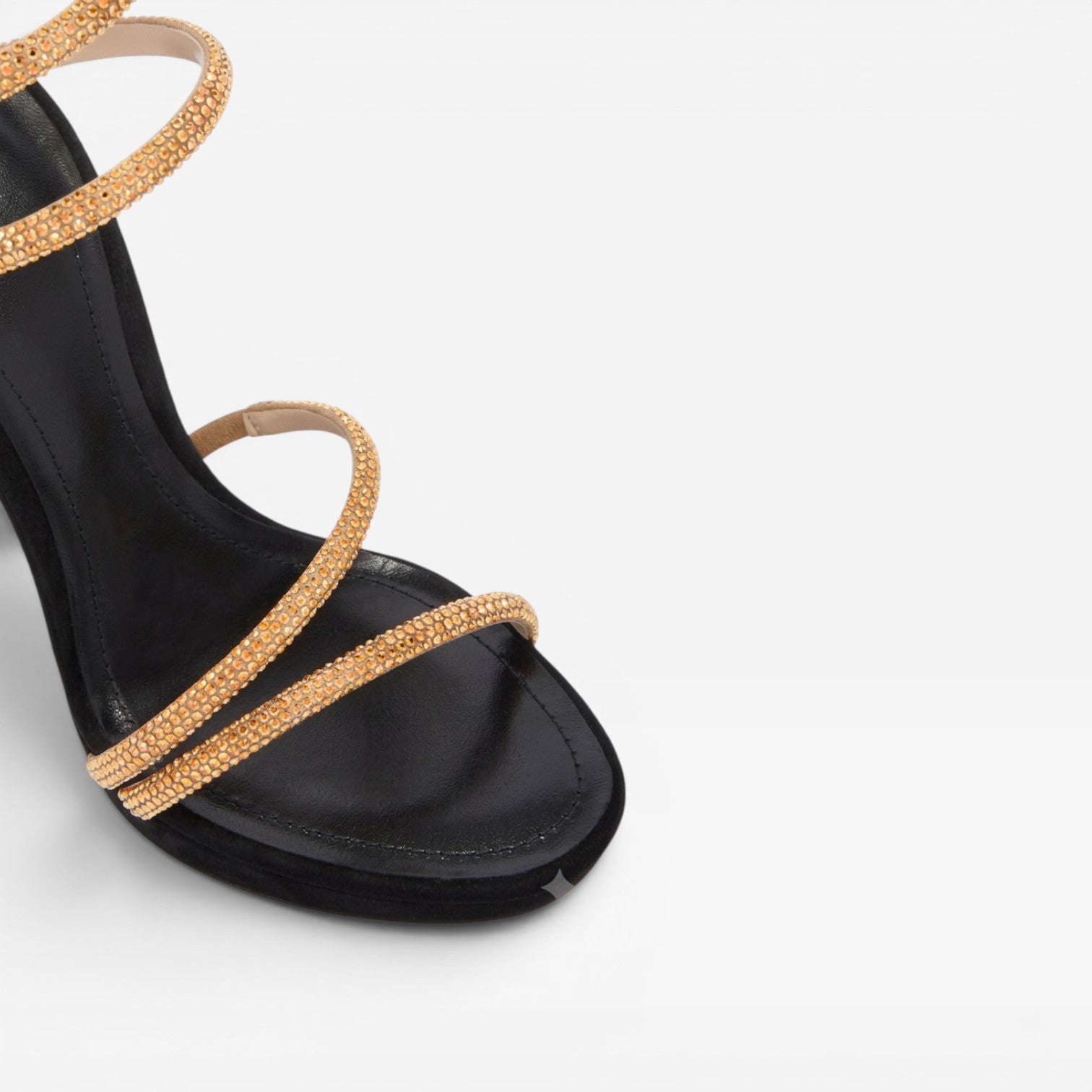 Seraphina | Gold Block Heels For Wedding With Diamante Wrap Detail