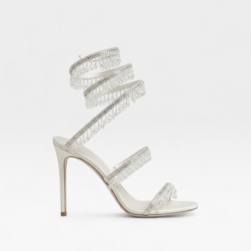 Esmee | Gold Block Heels For Wedding Crystal Strappy Sandals
