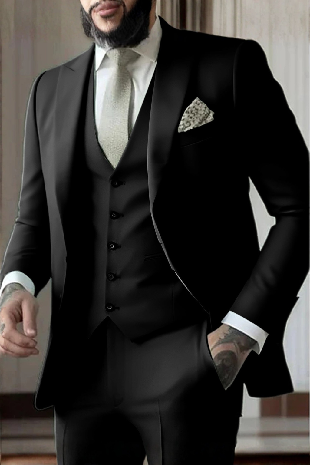 Hadrian | Men Slim Fit 3-Piece Wedding Guest Peak Lapel Suit