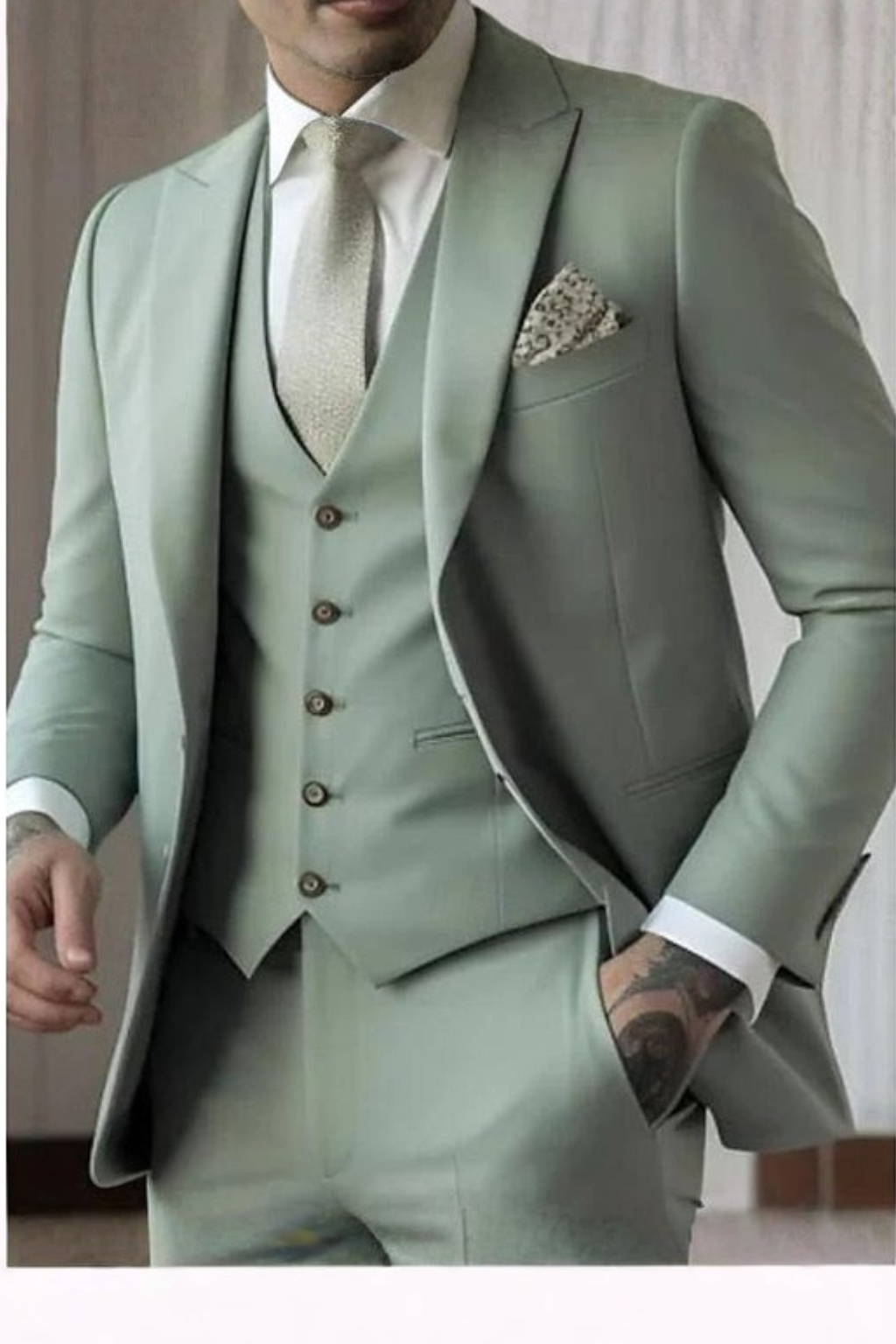 Damien | Men Slim Fit 3-Piece Wedding Guest Peak Lapel Suit