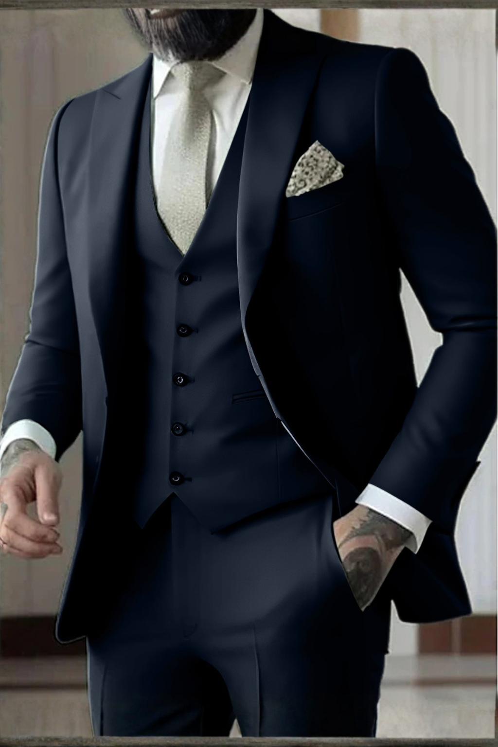 Hadrian | Men Slim Fit 3-Piece Wedding Guest Peak Lapel Suit