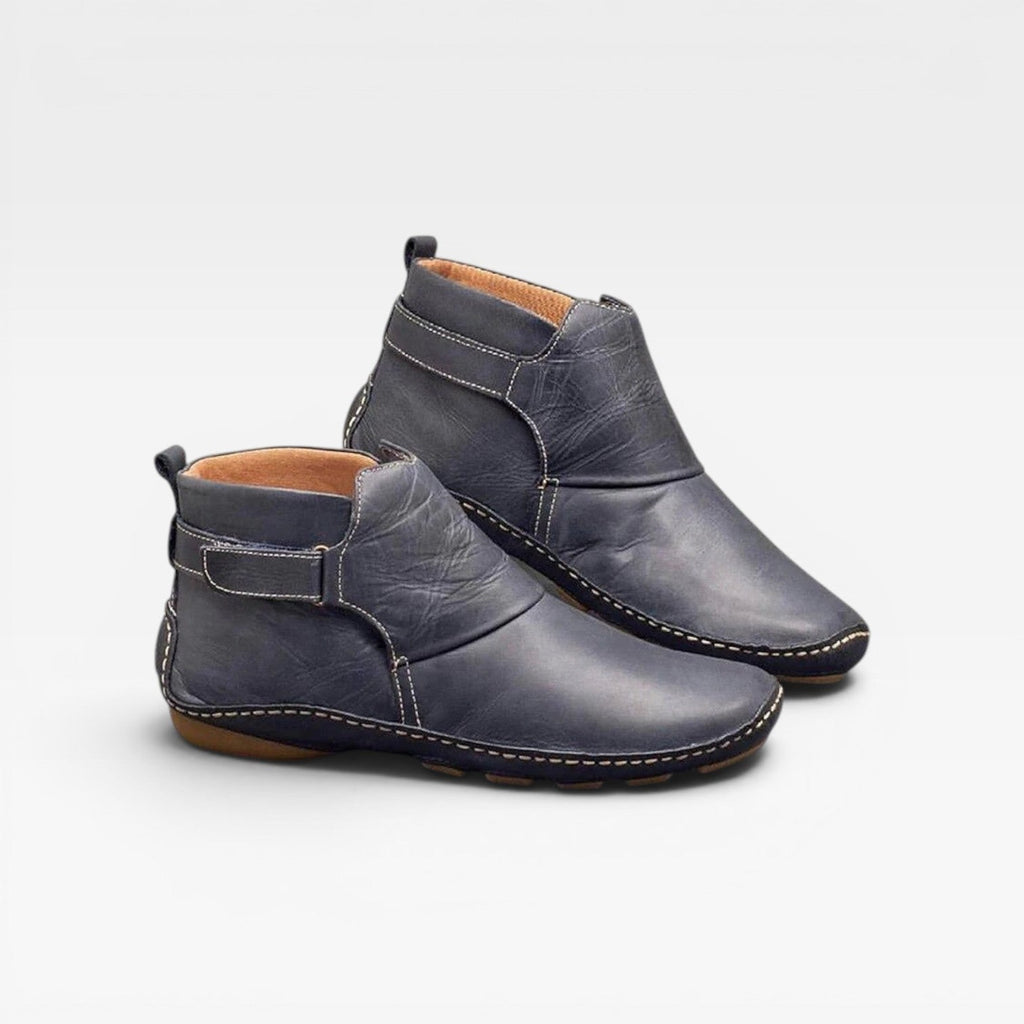 Yolanda | Low Heel Leather Ankle Boots Brown Black Everyday