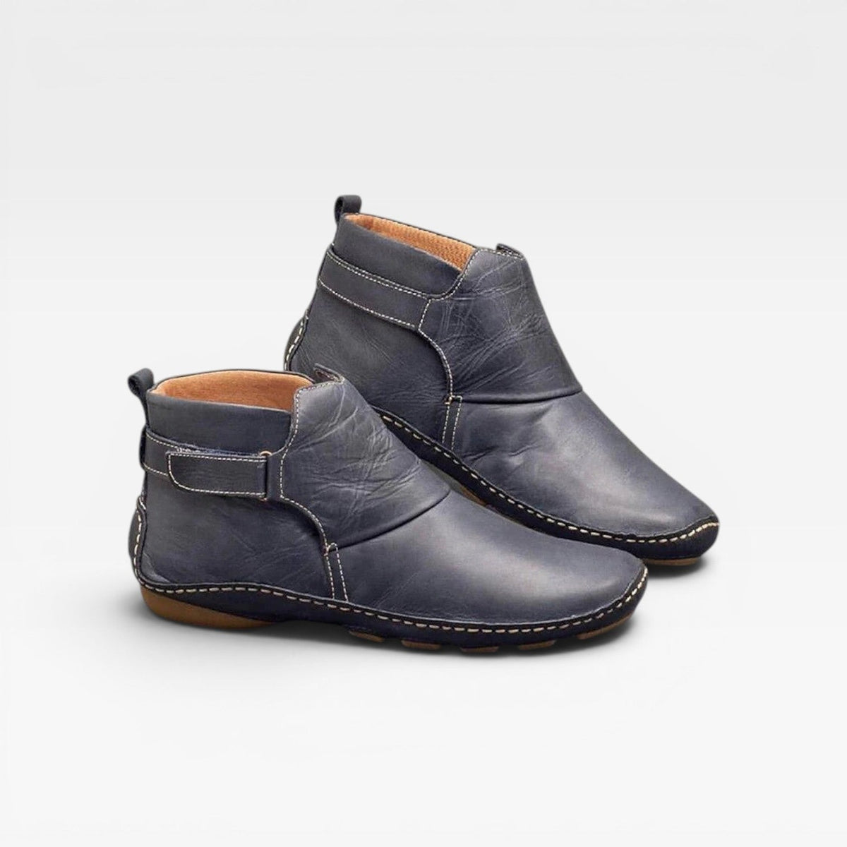 Yolanda | Low Heel Leather Ankle Boots Brown Black Everyday