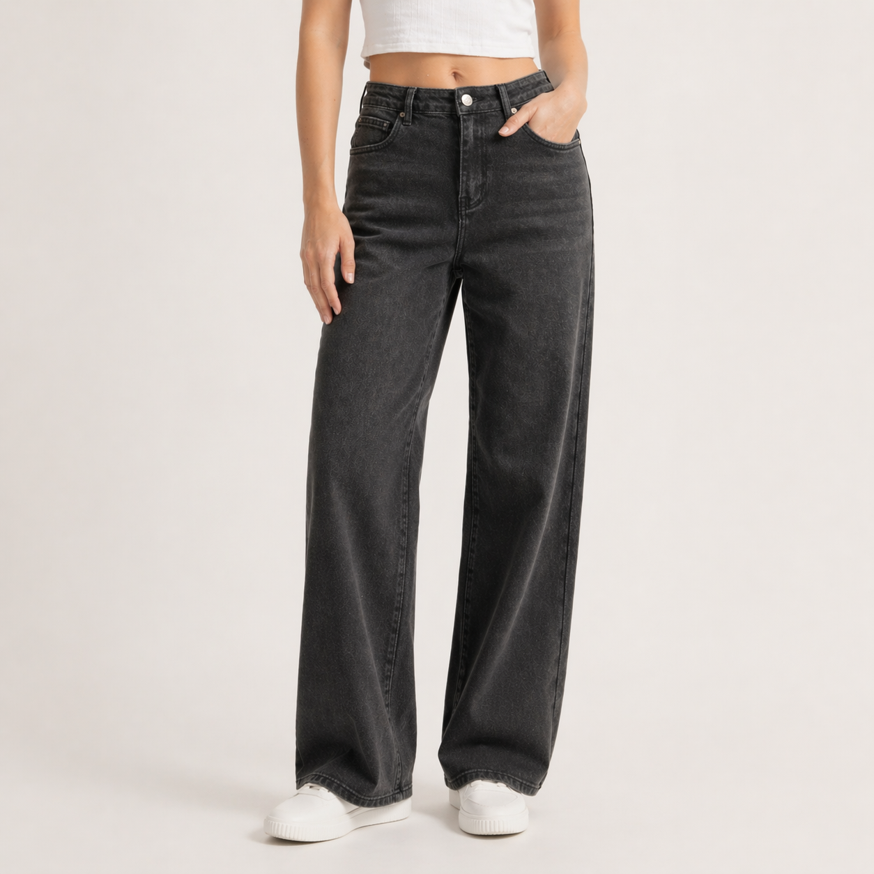 Sidonie | Black Stretchy High Waist Wide Leg Pants