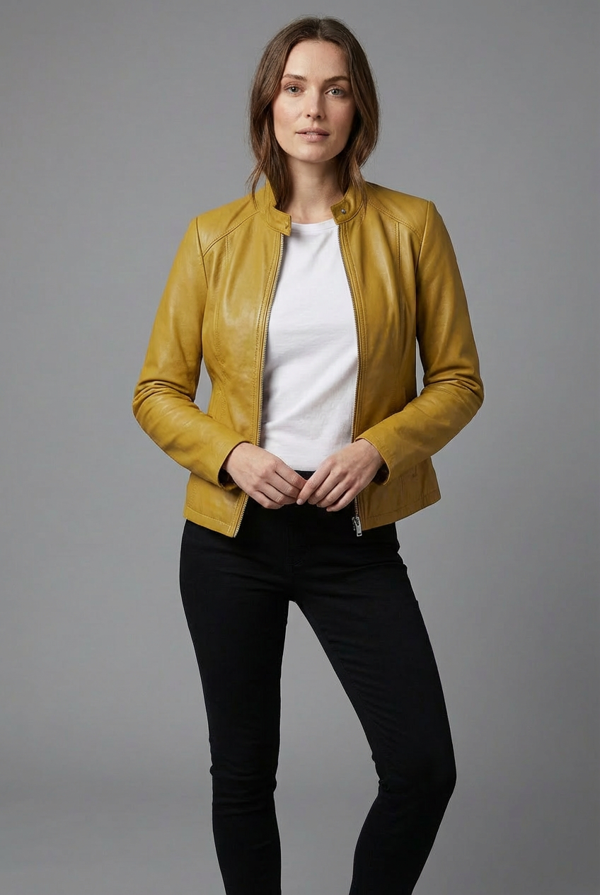 Ninon | Black Leather Biker Bomber Jacket For Every Occasion