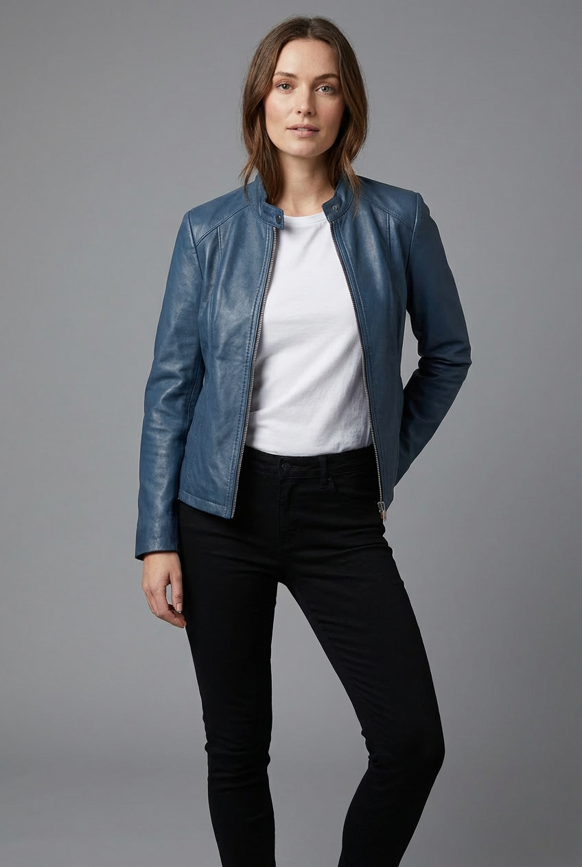 Ninon | Black Leather Biker Bomber Jacket For Every Occasion