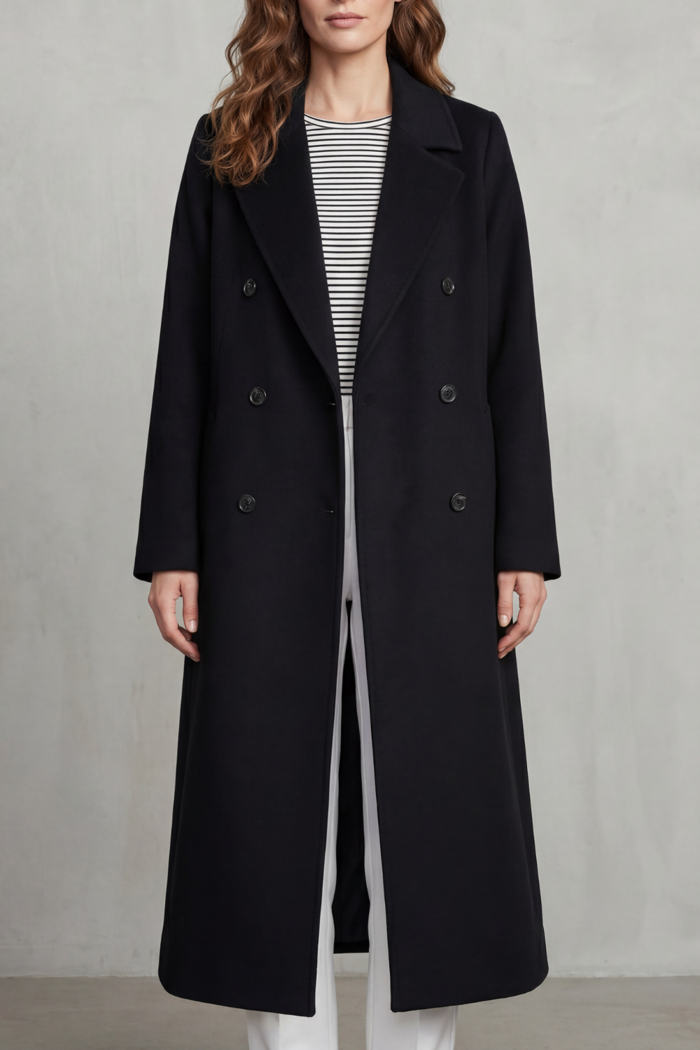 Celestine | Double Breasted Wool Blend Coat in Camel — Black